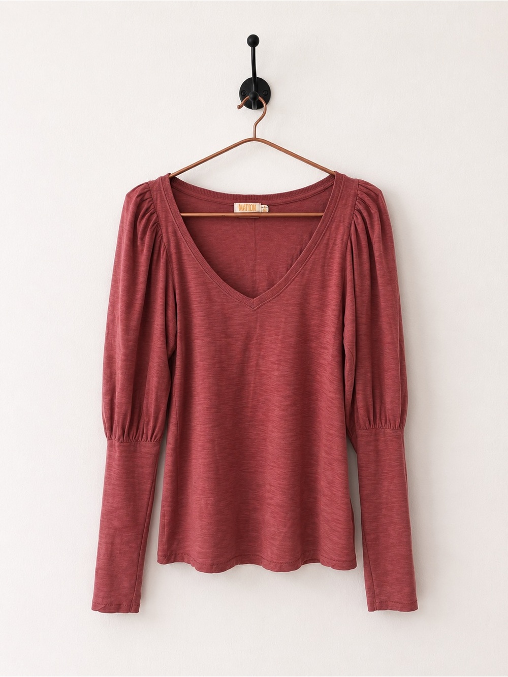 Nation LTD V-Neck Long Sleeve Top in Dusty Rose